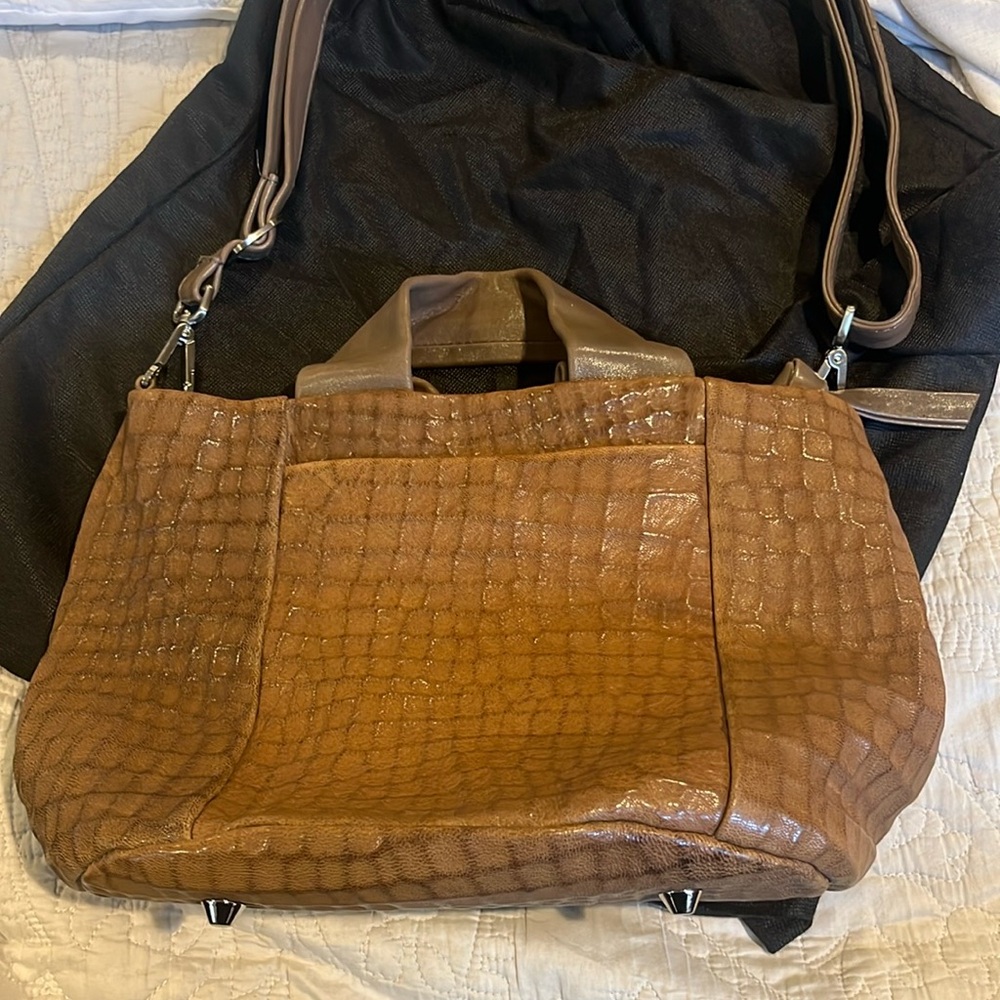 Medium sized Daniella Lehavi leather bag. Dark tope brown color